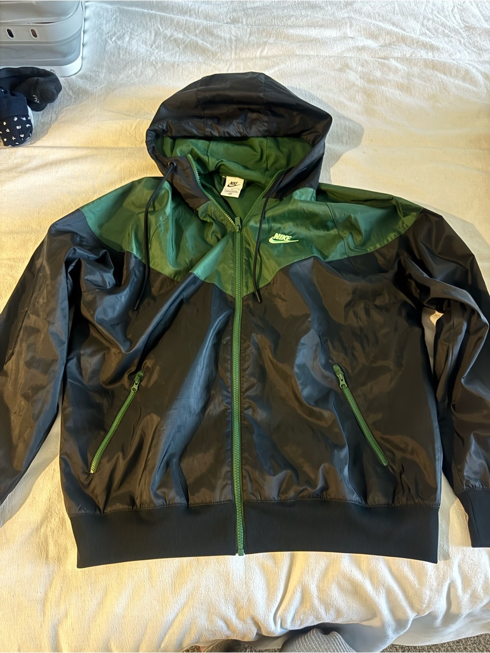 Nike Windrunner Full Zip Hooded Jacket Black Green